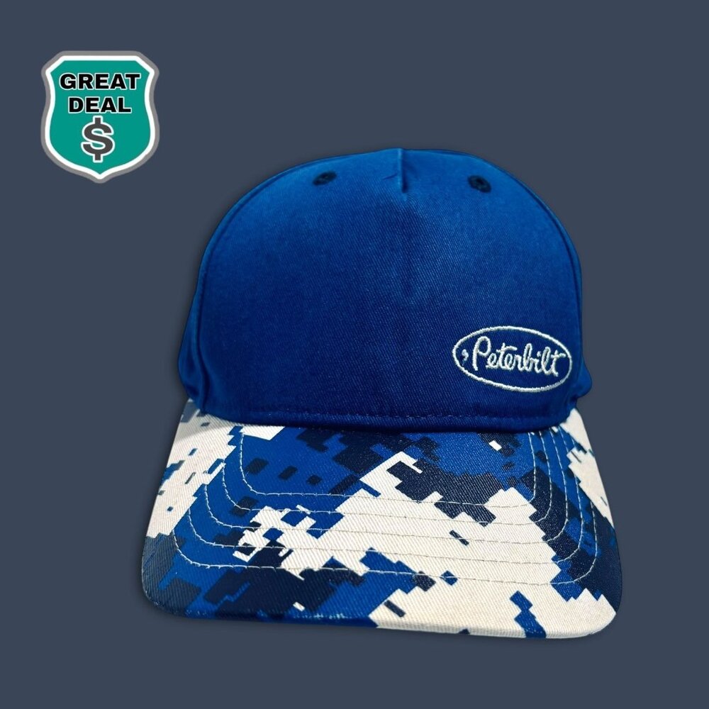 Peterbilt Youth Blue Baseball Cap With Digital Camo Brim Adjustable Pre-Owned
